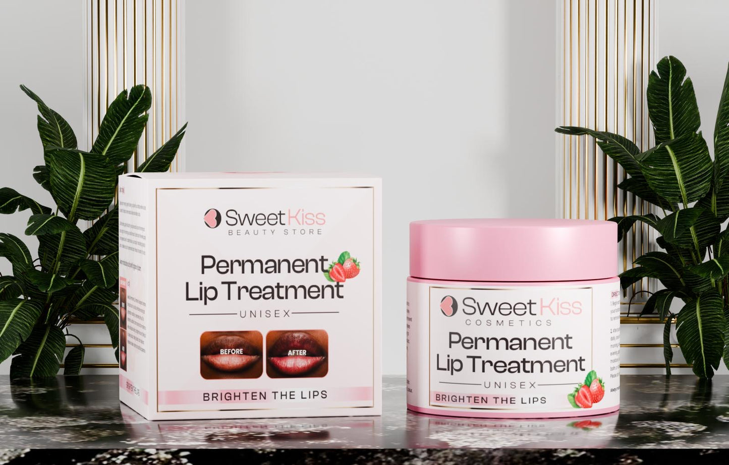 Sweet Kiss Permanent Lip Lightening Treatment – A Perfect Blend of Moisturizing Balm and Exfoliating   Grain-Like  Properties That Brighten Dark Lips|Lip Discoloration. Treatment for Smokers & Non-Smokers | Alpha Arbutin & Licorice Extract Formula