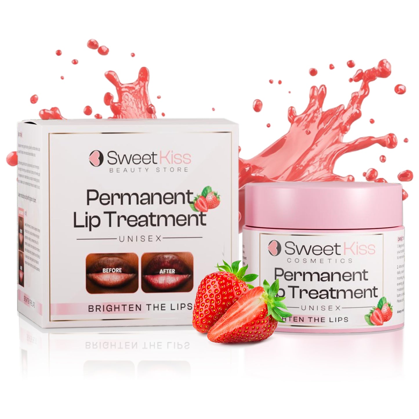 Sweet Kiss Permanent Lip Lightening Treatment – A Perfect Blend of Moisturizing Balm and Exfoliating   Grain-Like  Properties That Brighten Dark Lips|Lip Discoloration. Treatment for Smokers & Non-Smokers | Alpha Arbutin & Licorice Extract Formula