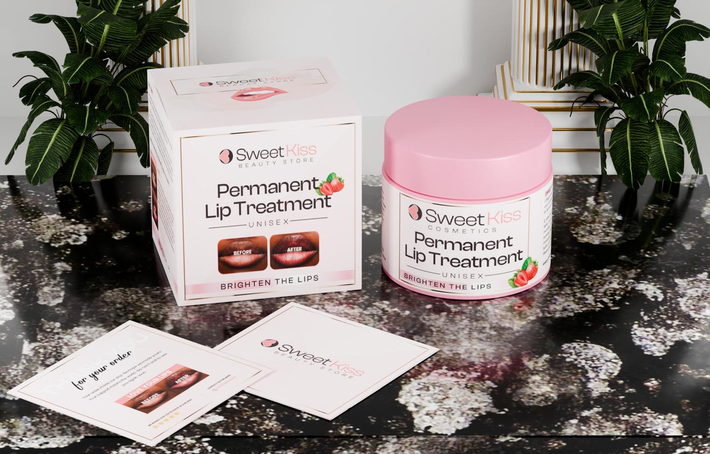 Sweet Kiss Permanent Lip Lightening Treatment – A Perfect Blend of Moisturizing Balm and Exfoliating   Grain-Like  Properties That Brighten Dark Lips|Lip Discoloration. Treatment for Smokers & Non-Smokers | Alpha Arbutin & Licorice Extract Formula