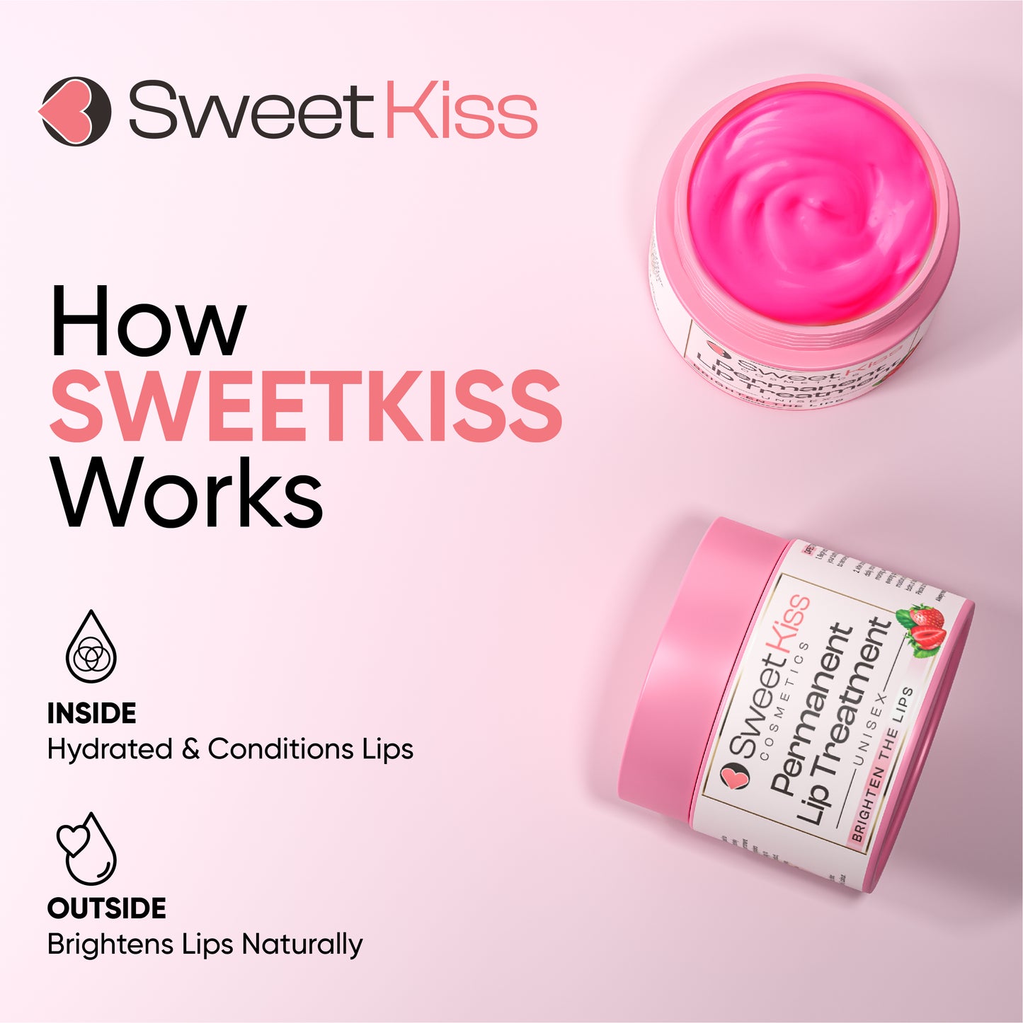 Sweet Kiss Permanent Lip Lightening Treatment – A Perfect Blend of Moisturizing Balm and Exfoliating   Grain-Like  Properties That Brighten Dark Lips|Lip Discoloration. Treatment for Smokers & Non-Smokers | Alpha Arbutin & Licorice Extract Formula