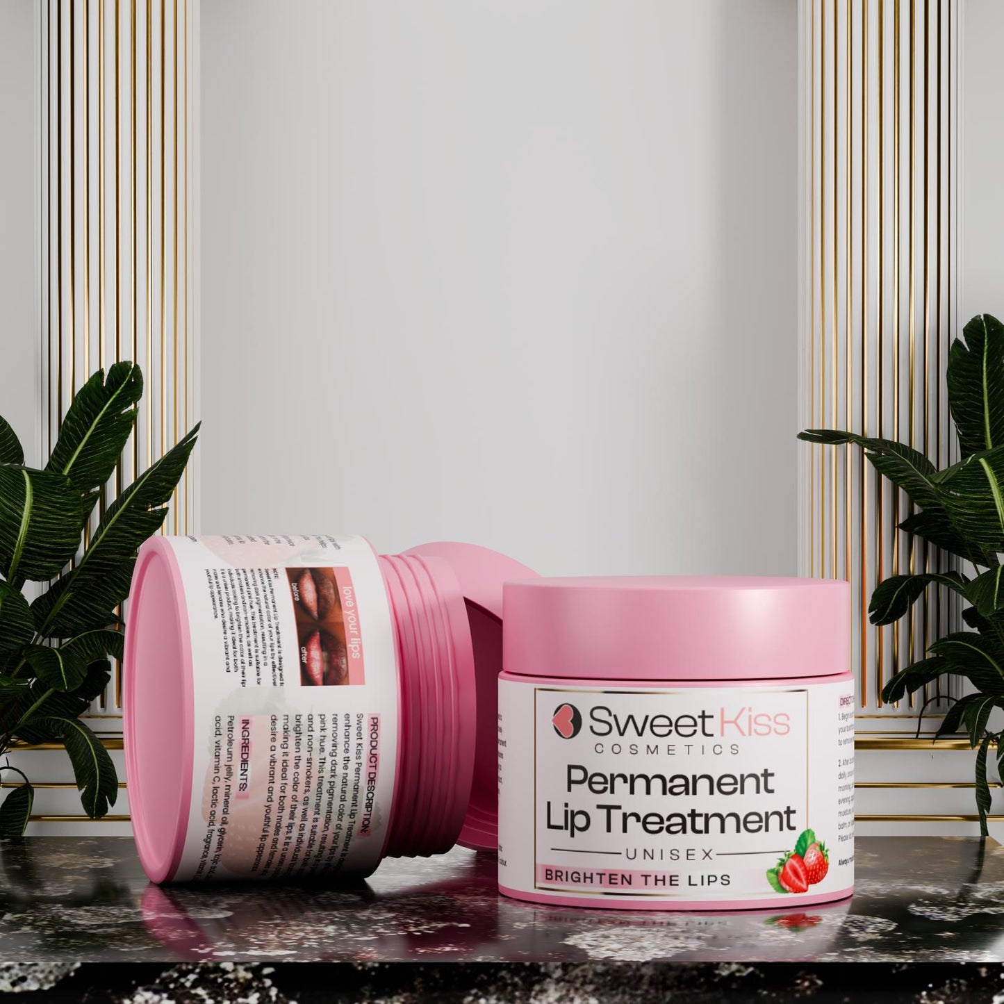 Sweet Kiss Permanent Lip Lightening Treatment – A Perfect Blend of Moisturizing Balm and Exfoliating   Grain-Like  Properties That Brighten Dark Lips|Lip Discoloration. Treatment for Smokers & Non-Smokers | Alpha Arbutin & Licorice Extract Formula